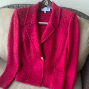 St. John Collection Red Knit Jacket Blazer Sz6